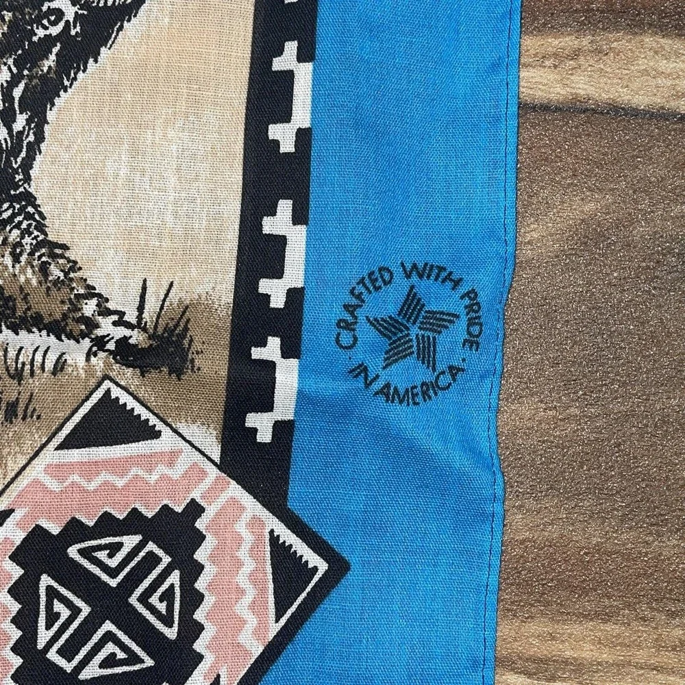 Vintage Southwestern Native American on Horseback Indian Bandana Face Mask RARE
